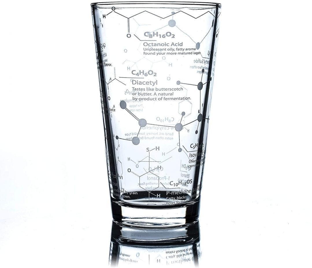 Vasos  (16 oz)  Ciencia de la cristalería Grabado con molécula (Entrega de 3 a 4 semanas una vez realizado el pago)