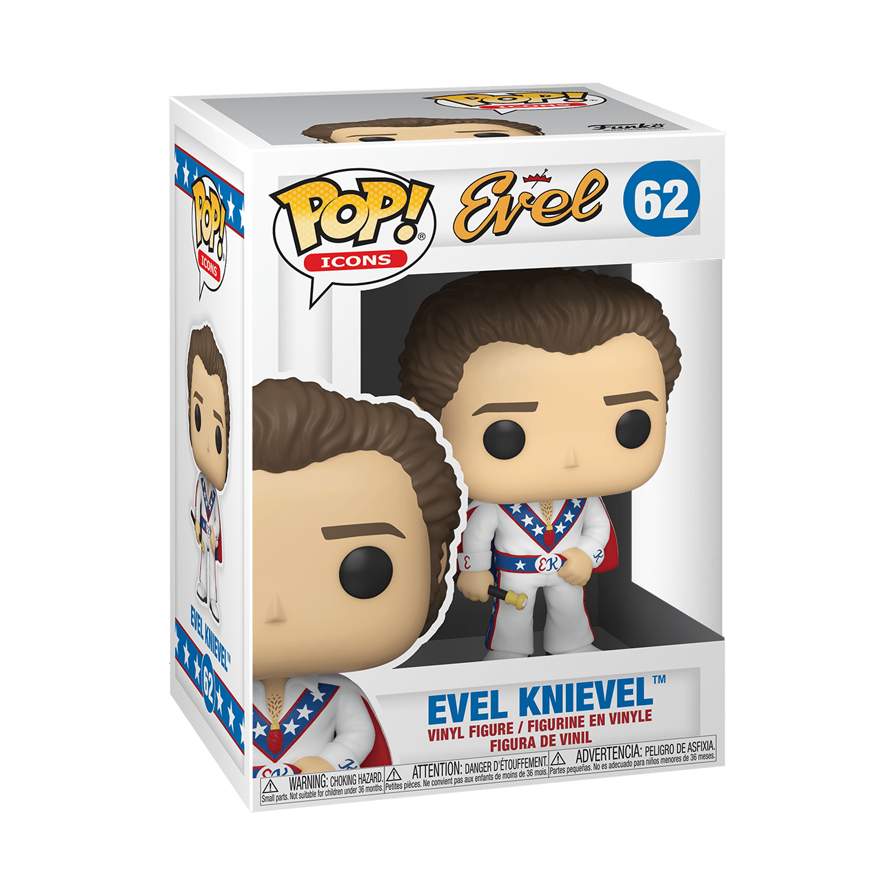 Figura Evel Knievel Funko POP Icons Deporte Extremo Traje blanco y baston
