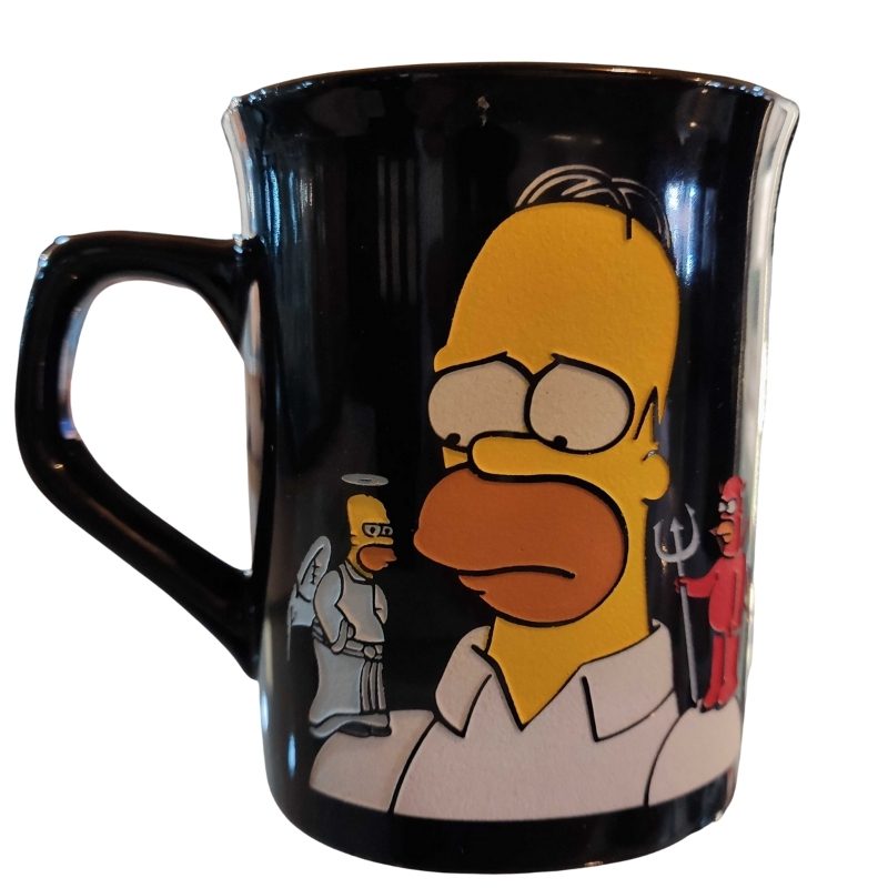 Mug Tallado Homero Angel y Diablo TooGEEK Los Simpsons Animados