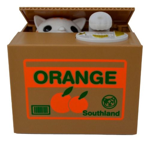 Alcancía Gato Orange Mischief Saving Box Iconos Roba Monedas