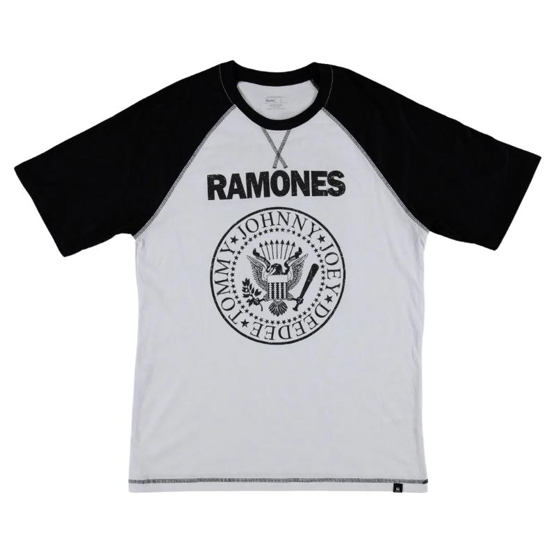Camiseta Ramones Mic Movies Iconos Hombre Manga Corta Blanco y Negro Talla M