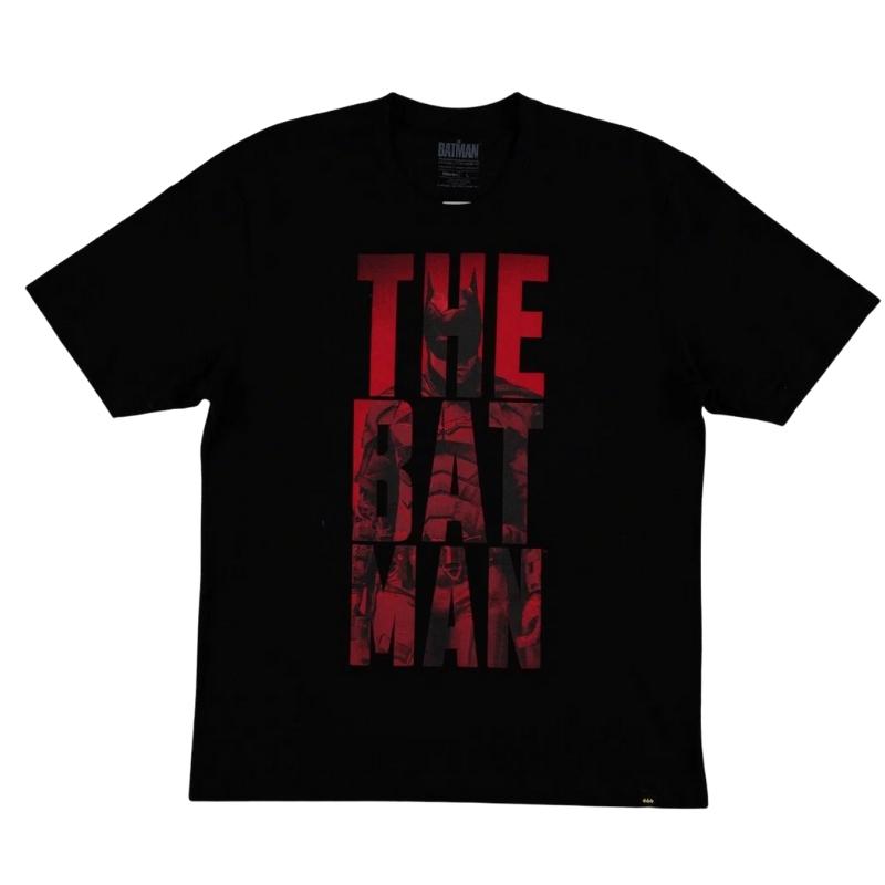 Camiseta The Batman Mic Movies DC Comics Hombre Manga Corta Negra Logo y Personaje Talla M