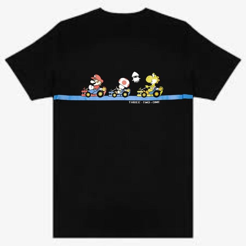 Camiseta Mario Kart Mic Movies Mario Bros Videojuegos Hombre Negra Personaje Multicolor Talla M