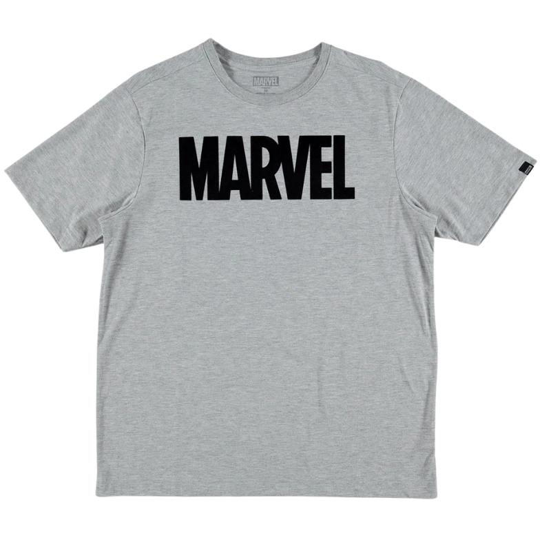 Camiseta Logo Marvel en Negro Mic Movies Marvel Hombre Manga Corta Gris Talla M