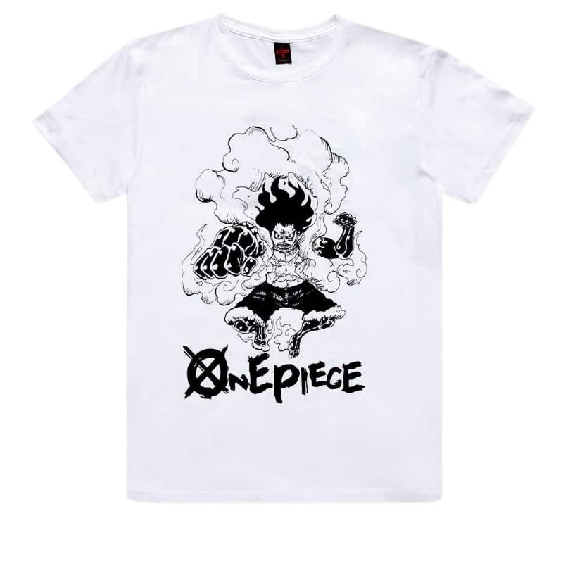 Camiseta Luffy Cuarta Marcha Infashion Xplod NYC One Piece Anime Color Blanco Personaje Blanco y Negro Talla S