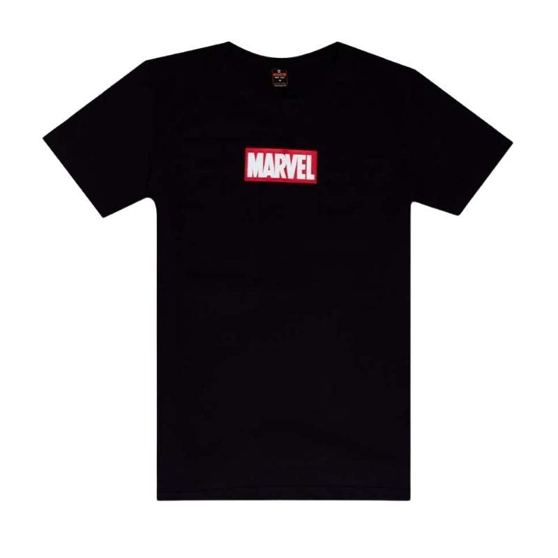 Camiseta Logo Marvel Infashion Xplod NYC Marvel Color Negro Blanco y Rojo Talla M