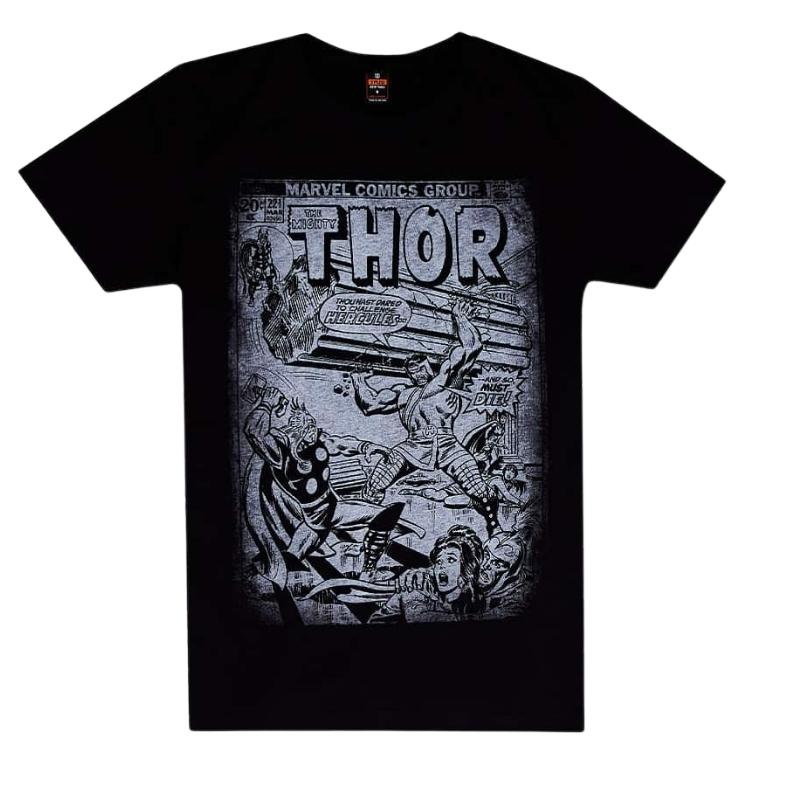 Camiseta Portada Comic Thor en Frente Logo Atras Infashion Xplod NYC Marvel Color Negro Personajes Blanco y Negro Talla S