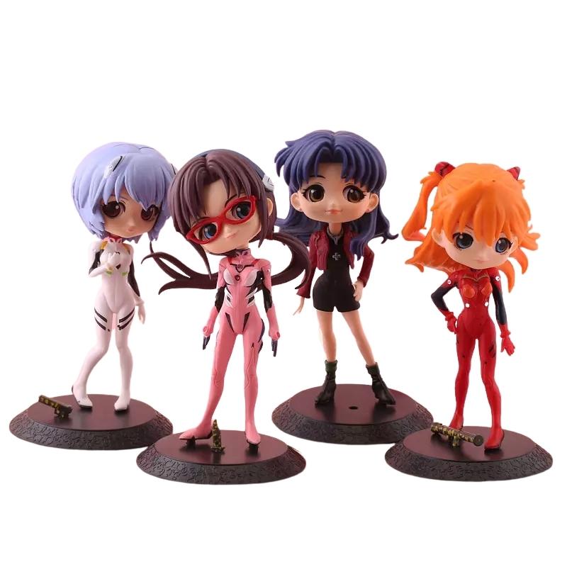 Set Figuras X 4 Pilotos Femeninas y Misato PT Neon Genesis Evangelion Anime Qposket