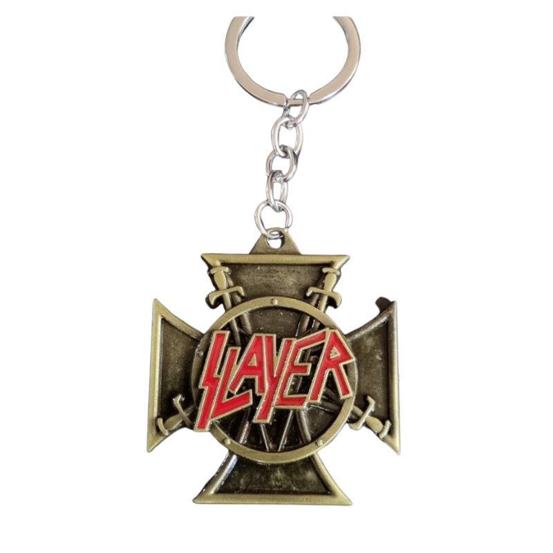 Llavero PT Slayer Música Logo en forma de cruz metalico