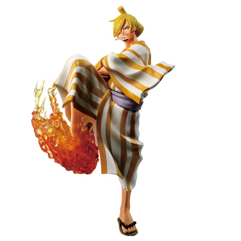 Figura Sanji PT One Piece Anime Arco Wano pierna levantada en llamas