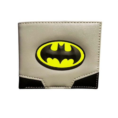 Billetera Batman PT Batman DC comics En cuerina, Logo en goma, color gris y negro