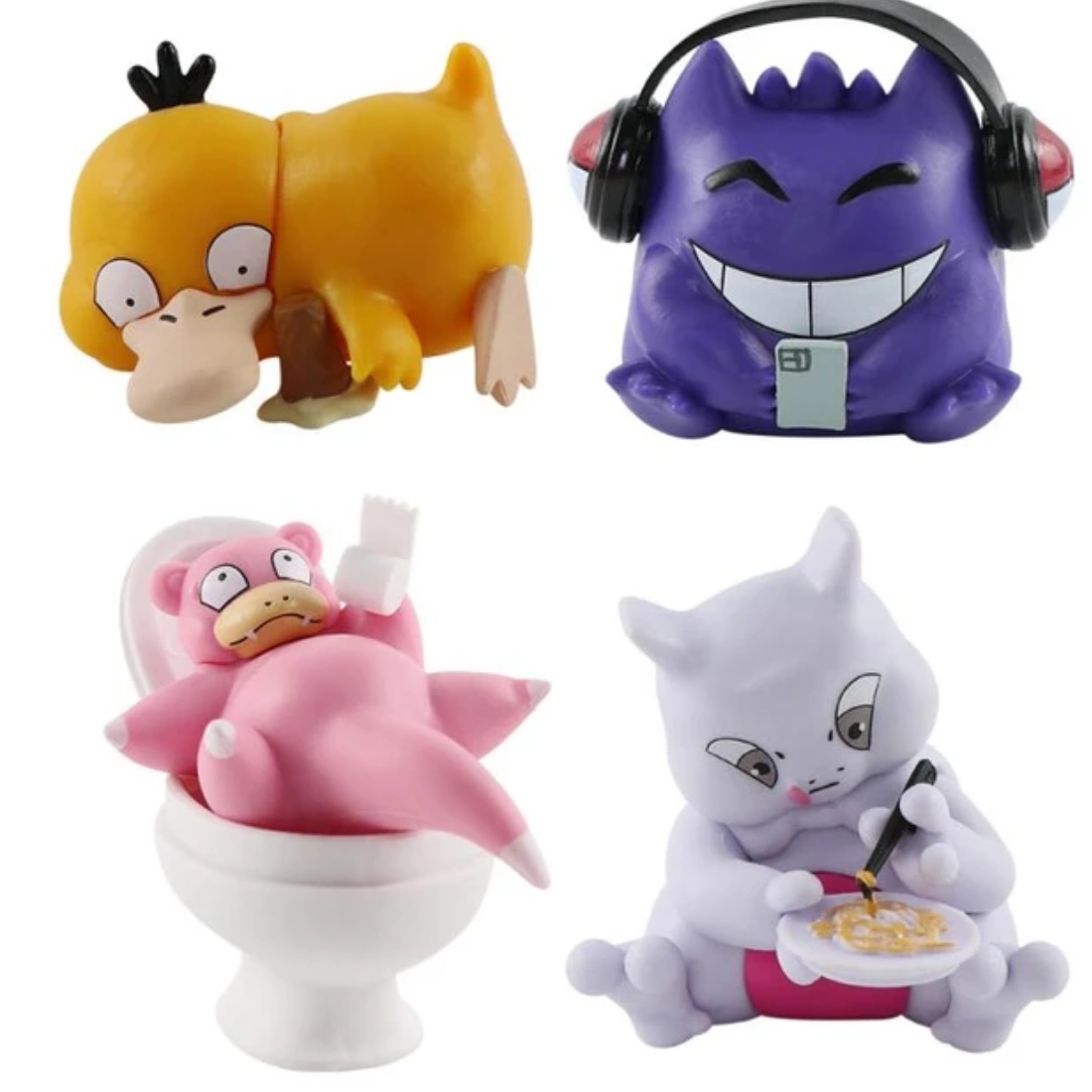 Set Figura X4 Gengar, Psyduck, Mewtwo & Slowpoke PT Pokemon Anime