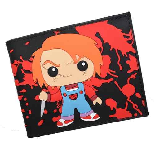 Billetera Chucky PT Iconos Rojo y Negro En Goma