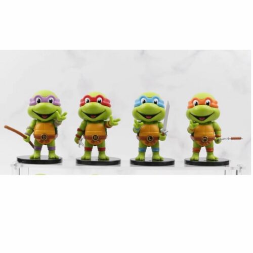 Set X4 Raphael, Leonardo, Donatello y Michelangelo PT Tortugas Ninja Animados Sonriendo