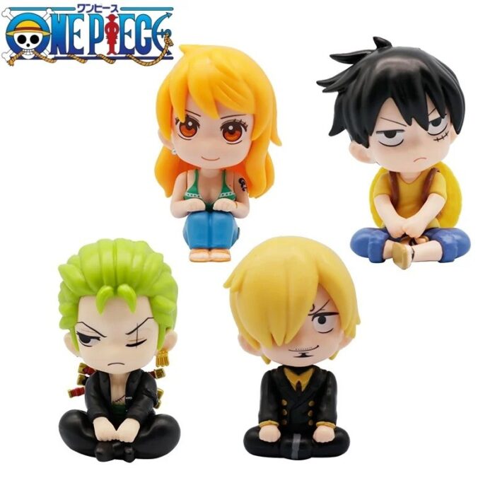 Figura Set X4 Sanji, Luffy, Nami & Zoro PT One Piece Anime Sentados