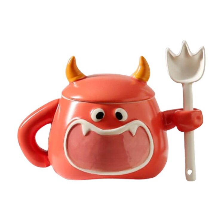 Mug Diablito PT Iconos Monstruo Café, Con Cuchara Cerámica