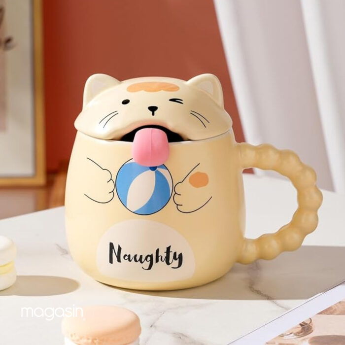 Mug Gato PT Iconos Cerámica, con Cuchara