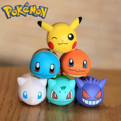 Figura Set Mini X6 Squirtle, Bulbasaur, Charmander, Pikachu, Mew y Gengar PT Pokémon Anime