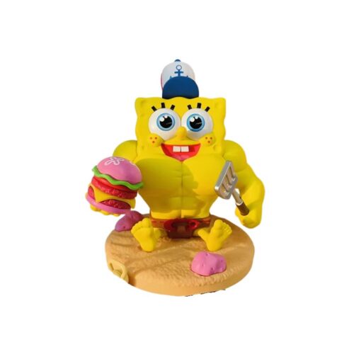 Figura Bob Esponja PT Animados Con Músculos y un Sombrero de Marinero