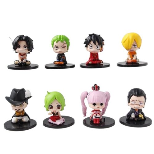 Figura Set X8 One Piece PT Anime Sentados Chibi