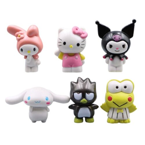 Set Figuras X6 Hello Kitty, Kuromi, My Melody y Cinnamoroll Pt Animados